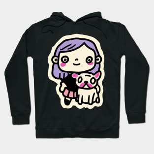 Retro French Bulldog Girl Dog Lover Frenchie Hoodie